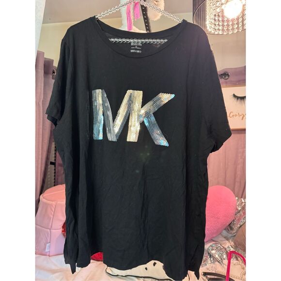 Michael kors MK plus size 3xl sequin MK logo short sleeve tee t shirt shirt top - Picture 1 of 5